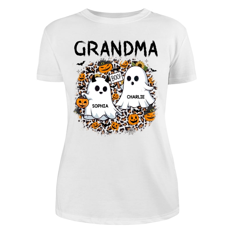 Grandma Mom Leopard Boo Kids Personalized Shirt