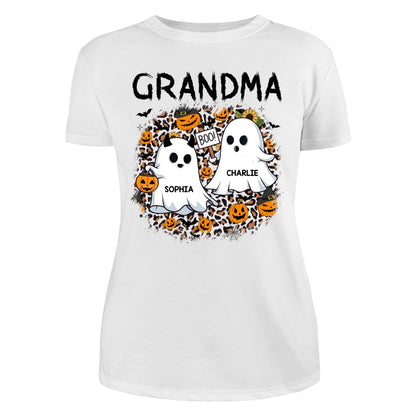 Grandma Mom Leopard Boo Kids Personalized Shirt