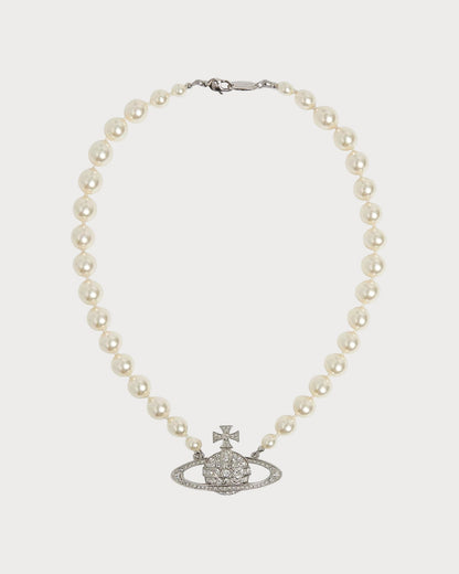 VIVIENNE WESTWOOD Bas Relief Silver-Tone Brass, Pearl and Swarovski Crystal Necklace(2 Colors)