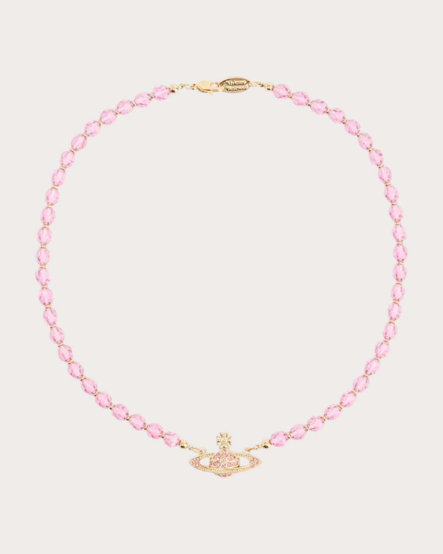 VIVIENNE WESTWOOD Messaline Bead-Design Brass Choker(Pink)