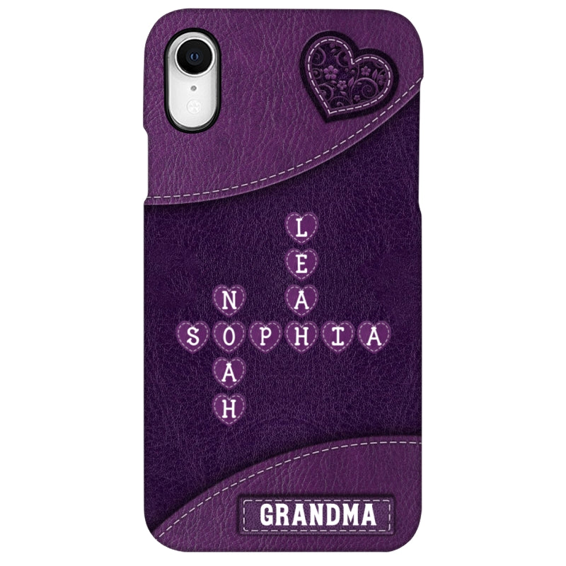 Grandma Mom Kids Names In Crossword Puzzle Personalized Phone Case