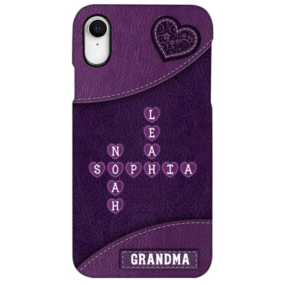 Grandma Mom Kids Names In Crossword Puzzle Personalized Phone Case