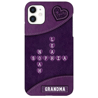 Grandma Mom Kids Names In Crossword Puzzle Personalized Phone Case