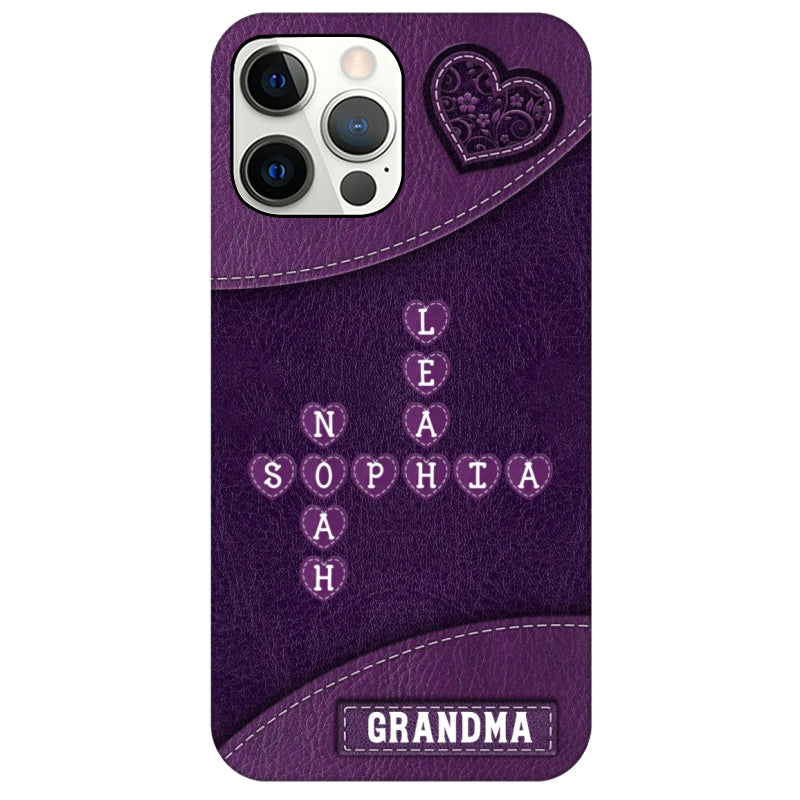 Grandma Mom Kids Names In Crossword Puzzle Personalized Phone Case
