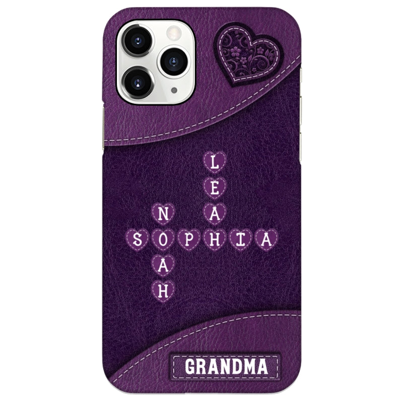 Grandma Mom Kids Names In Crossword Puzzle Personalized Phone Case