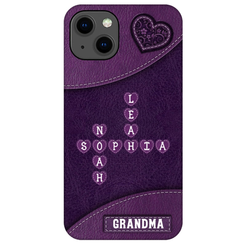 Grandma Mom Kids Names In Crossword Puzzle Personalized Phone Case