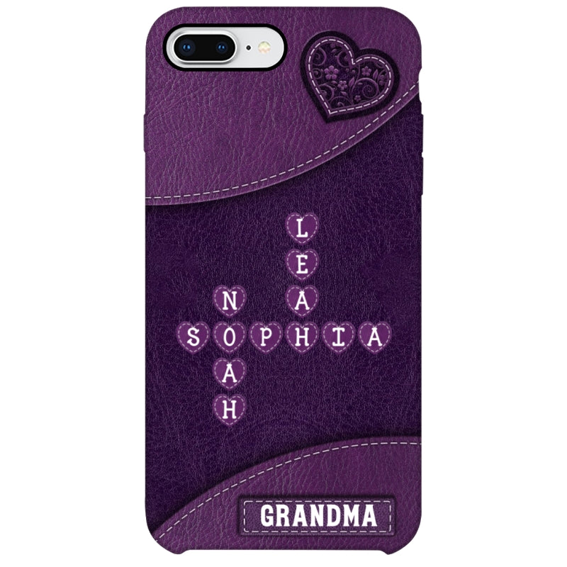 Grandma Mom Kids Names In Crossword Puzzle Personalized Phone Case