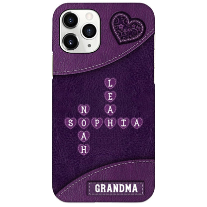 Grandma Mom Kids Names In Crossword Puzzle Personalized Phone Case