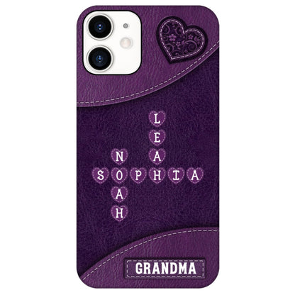 Grandma Mom Kids Names In Crossword Puzzle Personalized Phone Case