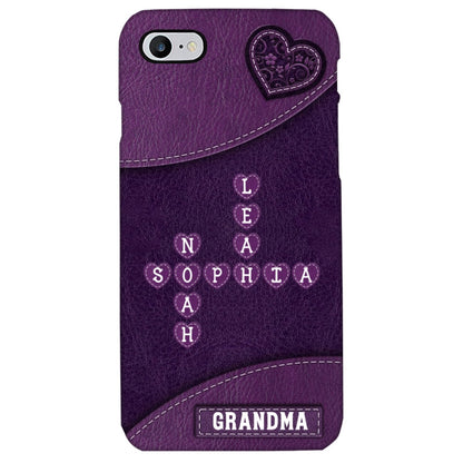 Grandma Mom Kids Names In Crossword Puzzle Personalized Phone Case