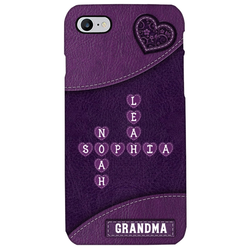 Grandma Mom Kids Names In Crossword Puzzle Personalized Phone Case