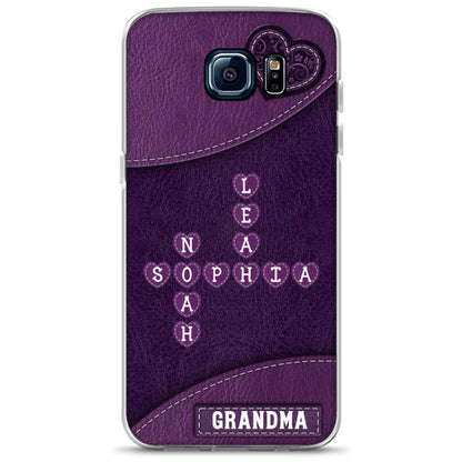 Grandma Mom Kids Names In Crossword Puzzle Personalized Phone Case