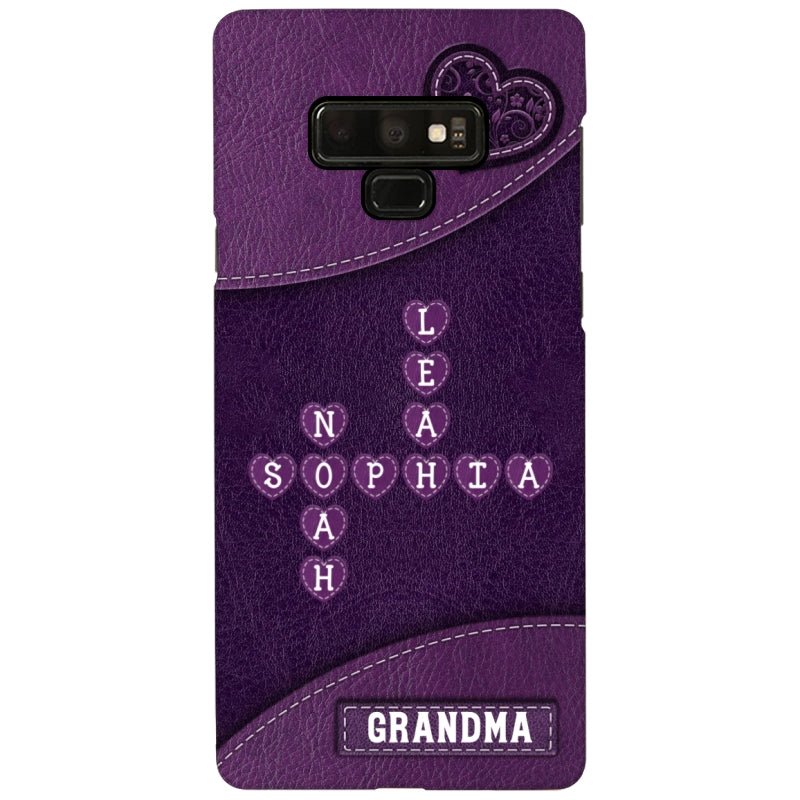 Grandma Mom Kids Names In Crossword Puzzle Personalized Phone Case