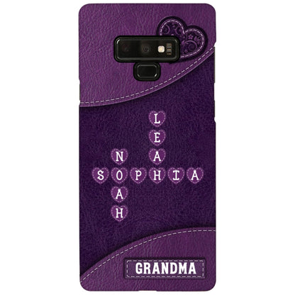 Grandma Mom Kids Names In Crossword Puzzle Personalized Phone Case