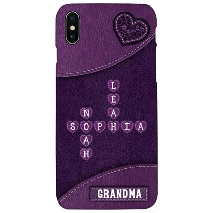Grandma Mom Kids Names In Crossword Puzzle Personalized Phone Case