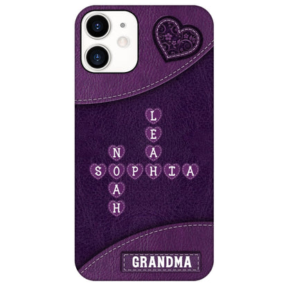 Grandma Mom Kids Names In Crossword Puzzle Personalized Phone Case