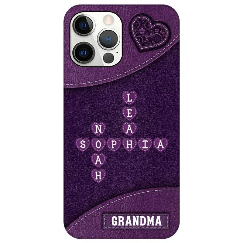 Grandma Mom Kids Names In Crossword Puzzle Personalized Phone Case