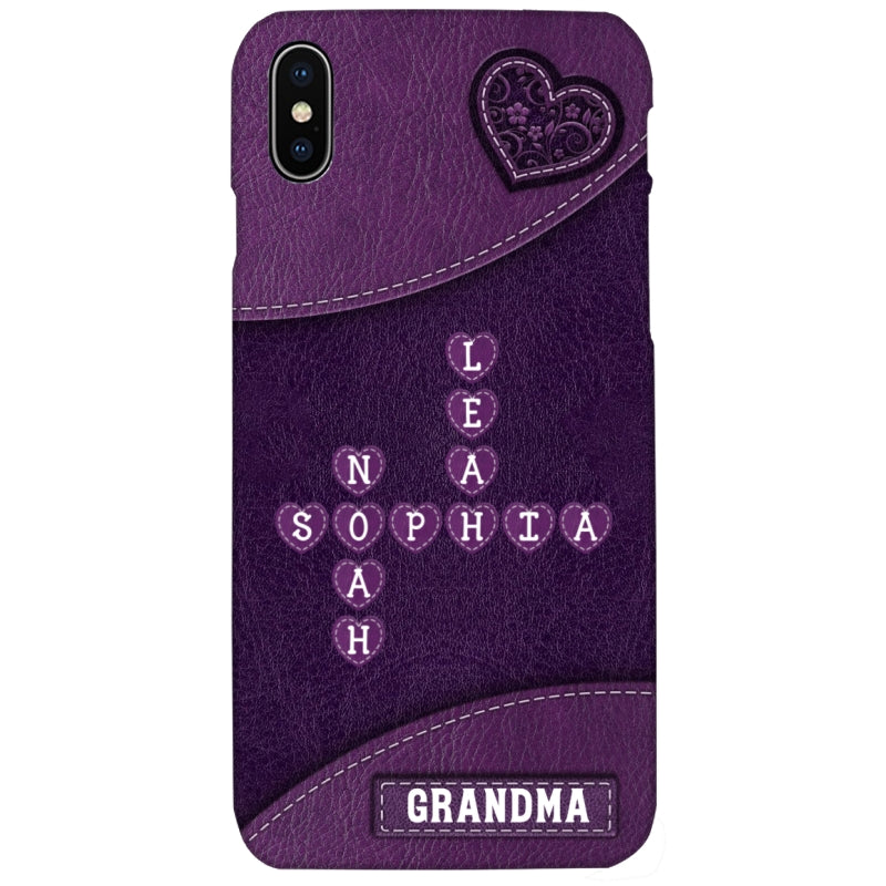 Grandma Mom Kids Names In Crossword Puzzle Personalized Phone Case