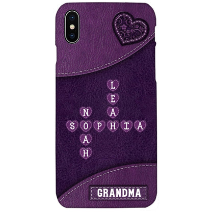 Grandma Mom Kids Names In Crossword Puzzle Personalized Phone Case
