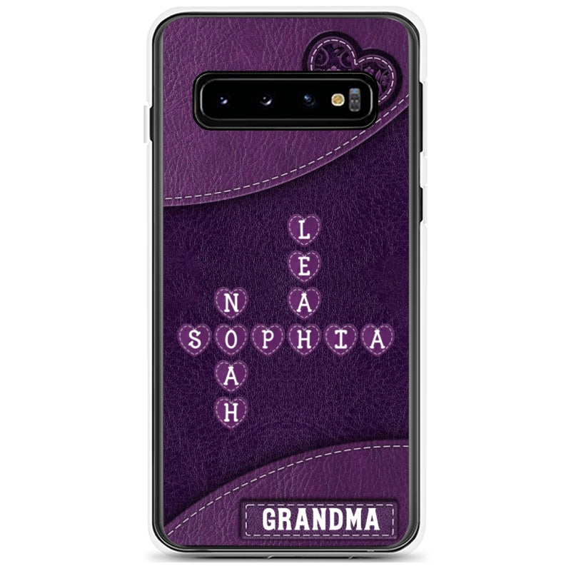 Grandma Mom Kids Names In Crossword Puzzle Personalized Phone Case