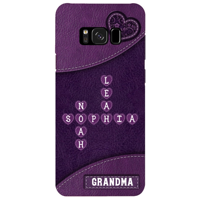 Grandma Mom Kids Names In Crossword Puzzle Personalized Phone Case