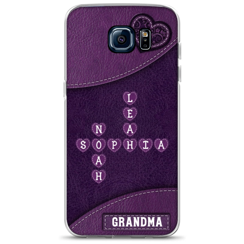 Grandma Mom Kids Names In Crossword Puzzle Personalized Phone Case